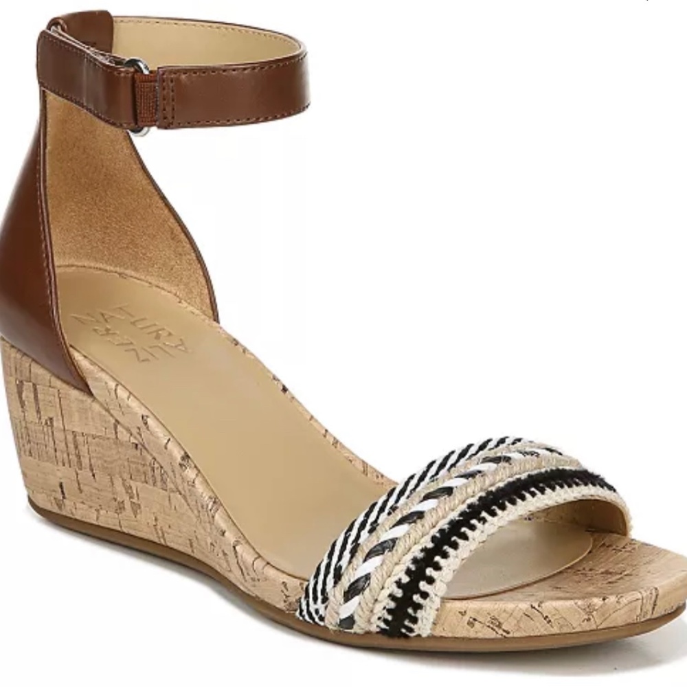 Areda natural strap wedge sandals
